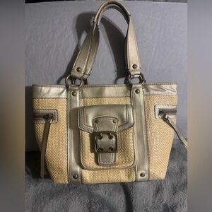 Coach legacy straw and leather satchel
